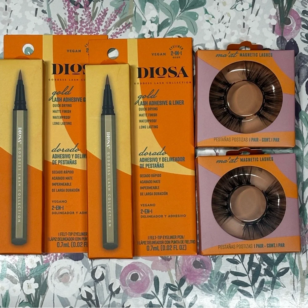 Diosa Magnetic Lashes & Gold Liner/Adhesive bundle Of 4 Items